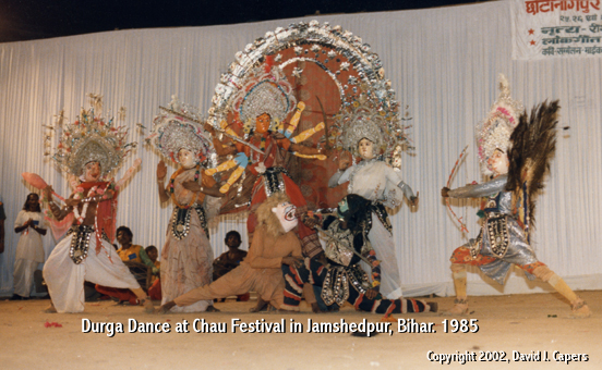Durga's battles portrayed in Chau Dance, 1985